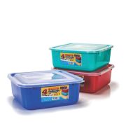 Caixa 4 Ltos Quadrada Cores Tampa Hermetica Ref:2267