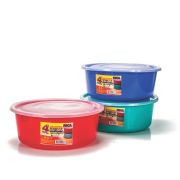 Caixa 4 Ltos Redonda Cores Tampa Hermetica Ref:2266