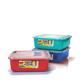 Caixa 6,0 Ltos Quadrada Cores Tampa Hermetica Ref:2314