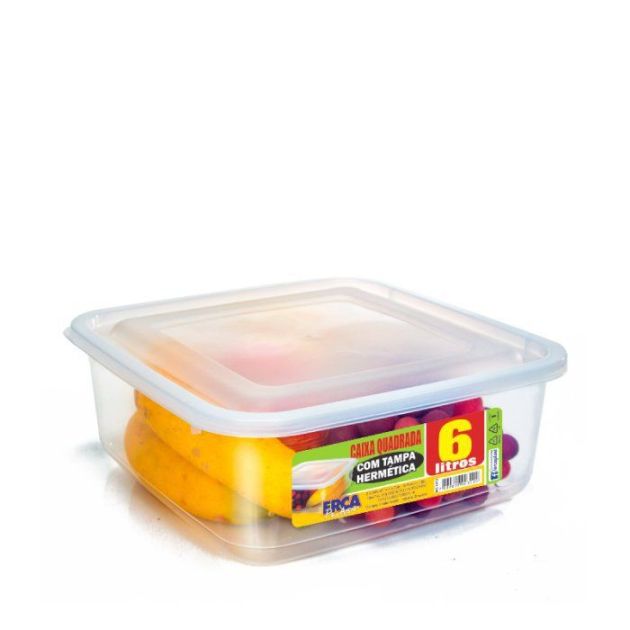 Caixa 6,0 Ltos Quadrada Transp Tampa Hermetica Ref:2312