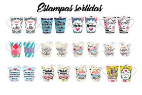 Caneca Porcelana 290 ml Linha Mae Faixa
