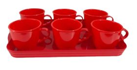 Conj 6 Xicaras Cha 170ml e Uma Bandeja Acrilico