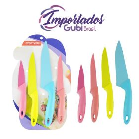 Conj de Faca 4 Peças Coloridas 18/22/23/27cm Encartelada