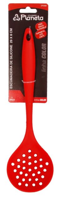 Escumadeira de Silicone 29 cm Vermelho