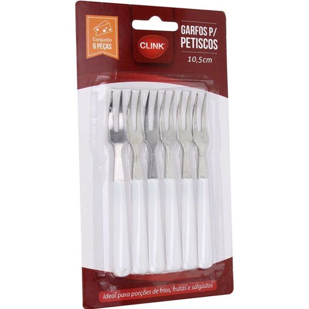 Kit 6 Garfos Petisco Encartelado 15cm