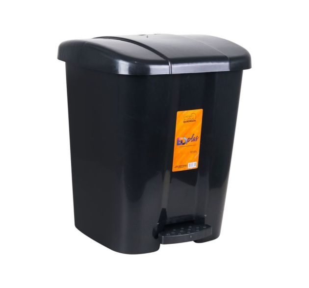 Lixeira Quadrada 14 Lts Preta Ref: 7417