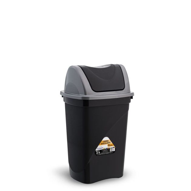 Plasmont Lixeira 15l. Basc. Preto Ref.0257