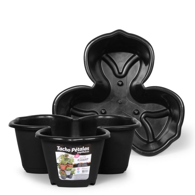 Plasmont Vaso Petalas Empilhavel 1,0 Lto Preto R: 529