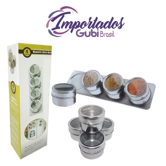 Porta Condimento Magnetico Inox 4pçs