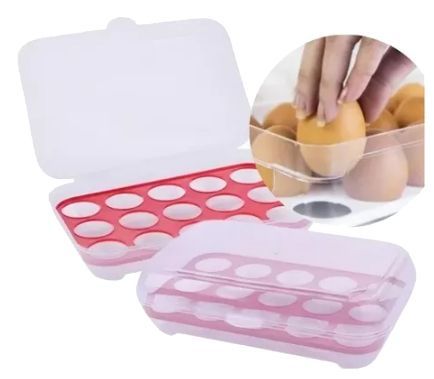 Porta Ovos c/tampa Keita 15 Unidades Ref: Ovo15