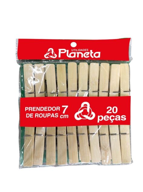 Prendedor de Roupas Bamboo 6cm c/20und