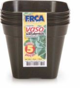 Vaso Jogo 5 Pc Quadrado p/suculenta Preto Ref: 2852